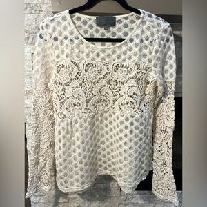 Anthropologie Sunday in Brooklyn Lace off white top size Medium
